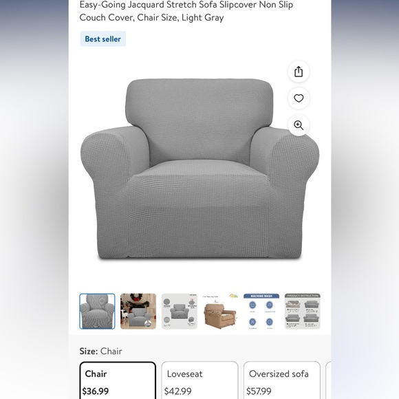 Brand new light gray chair slipcover - Picture 2 of 3